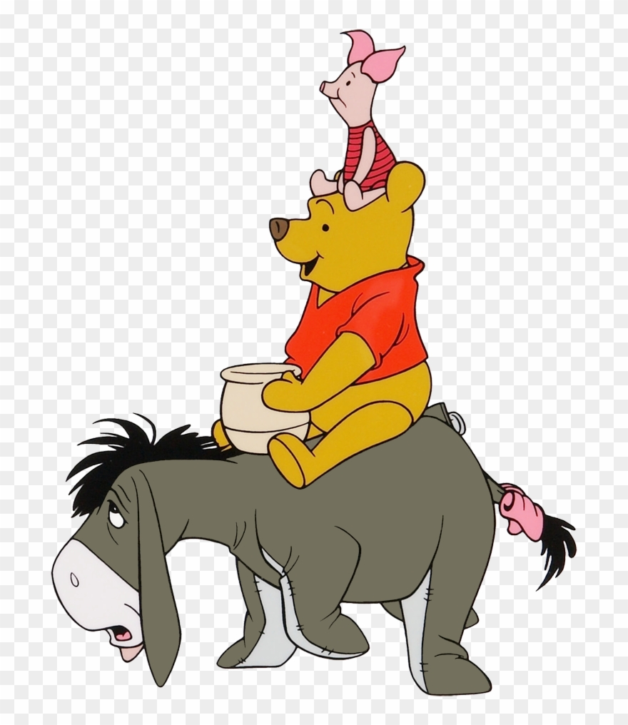 Winnie The Pooh Group Clipart - Winnie The Pooh Riding Eeyore - Png Download