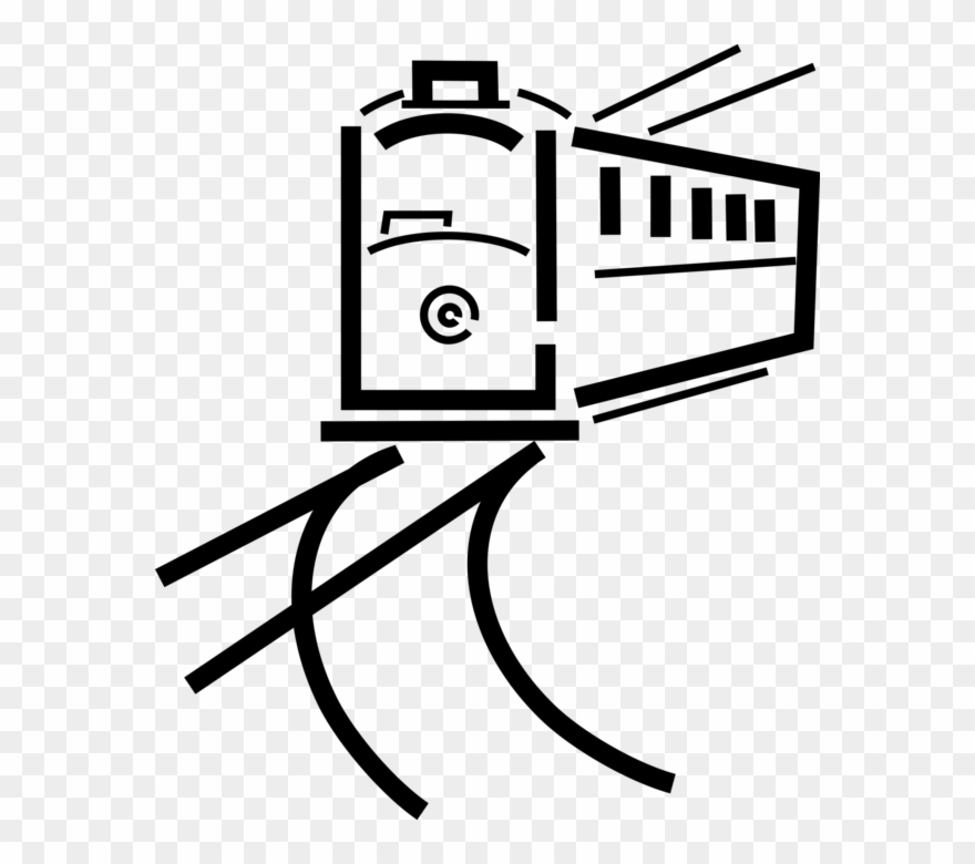 Vector Illustration Of Electric Streetcar Tram Trolley - Line Art Clipart