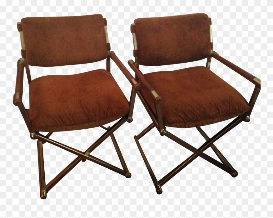 Milo Baughman Vintage Director A Pair On - Vintage Directors Chair Wood Brass Clipart