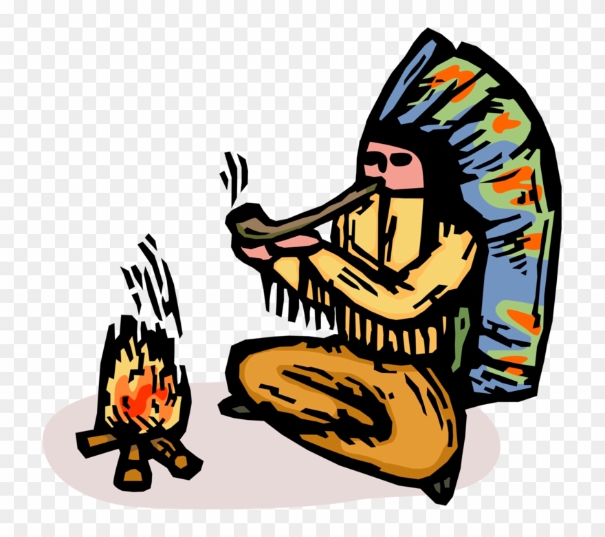 Vector Illustration Of Native American Indigenous Indian - Cartoon Indian Chief Clipart