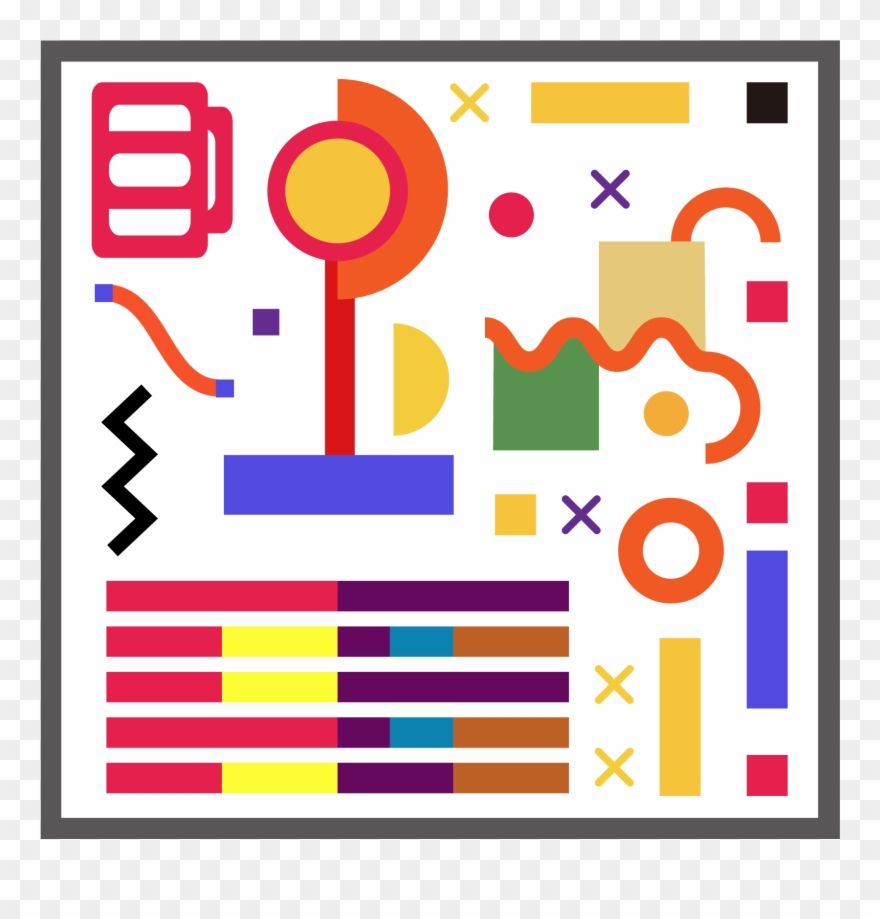 Memphis Art Retro Style High Saturated Color Vector - Vector Graphics Clipart