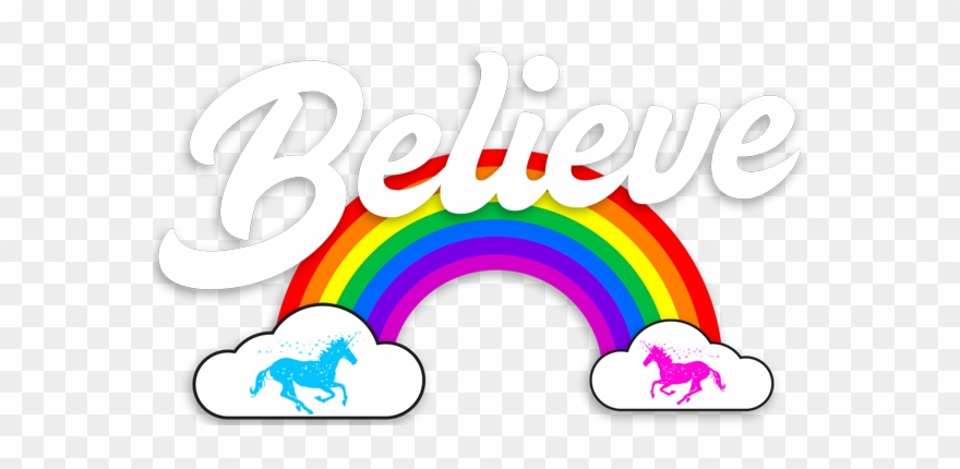 "believe" Men's Rainbow Tee By The Unicorn Fan Club Clipart