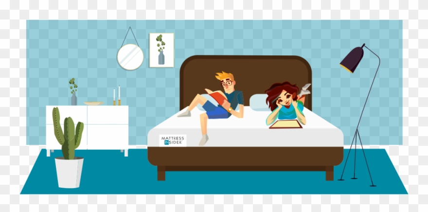 Comfortable Couple In A King Sized Bed - Cartoon Clipart