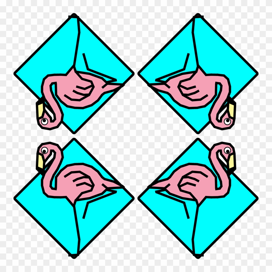 Pink Flamingos In Turquoise Diamonds Wallpaper Clipart