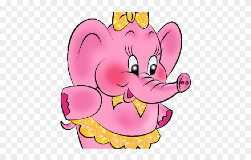 Cartoon Elephant In A Dress Clipart