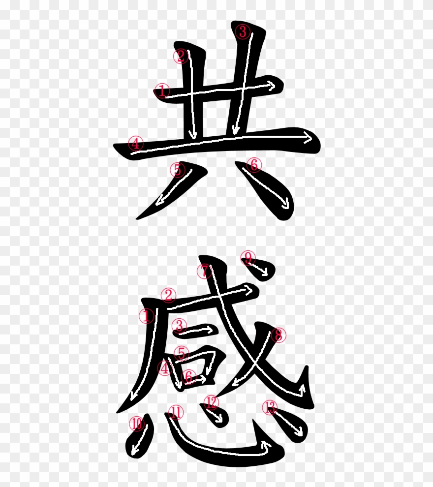 Stroke Order For 共感 - Kansha Japanese Clipart