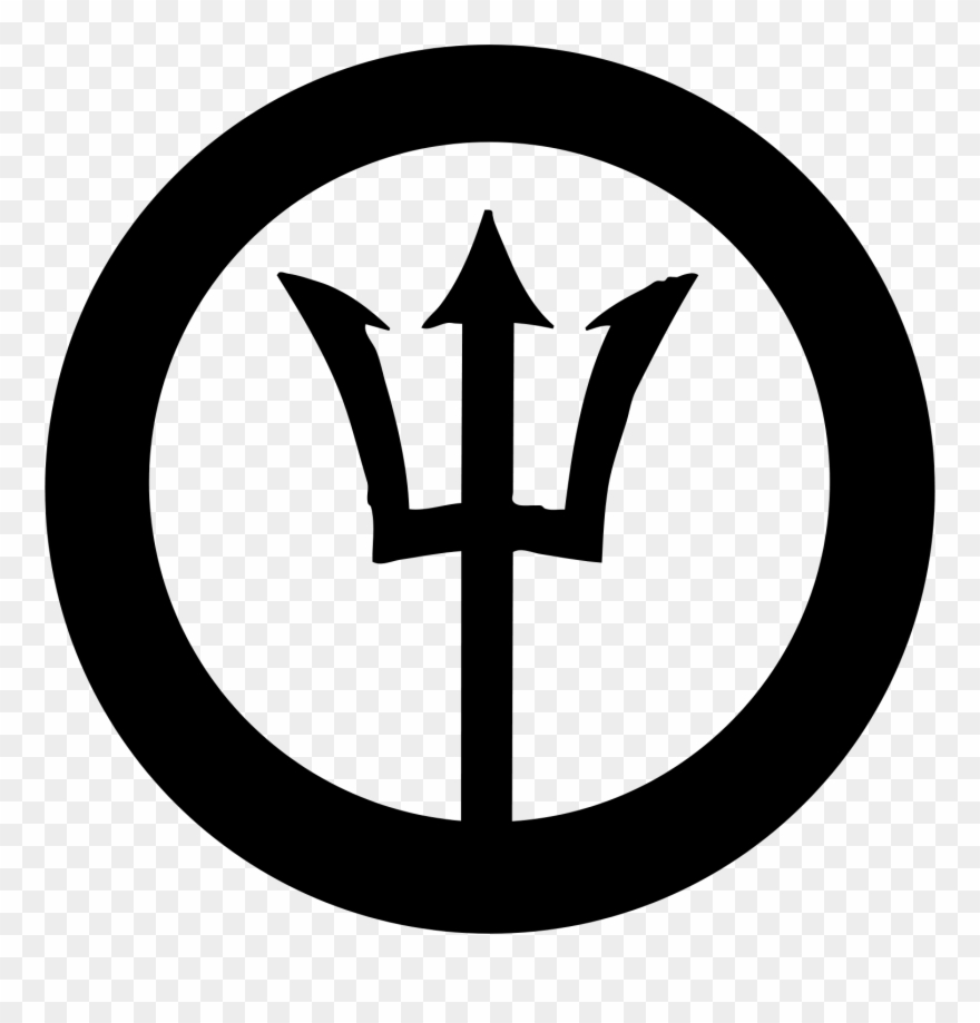 Clip Art Percy Jackson Symbols - Trident Barbados Flag - Png Download