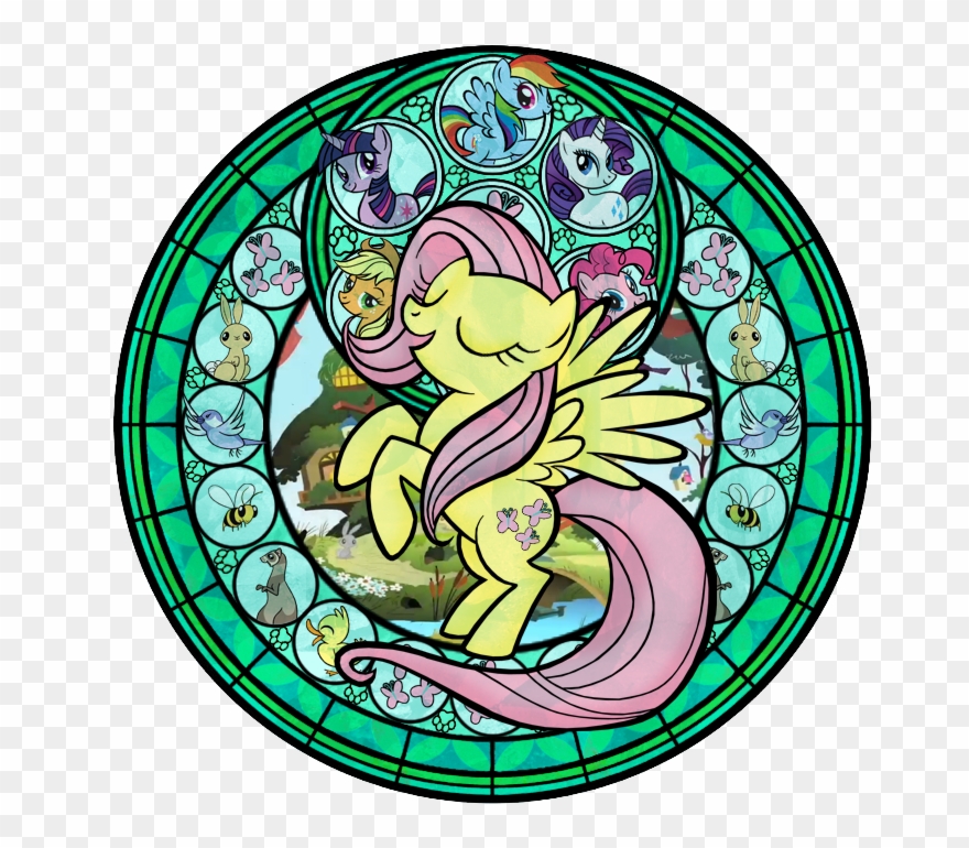 Fluttershy Rainbow Dash Rarity Twilight Sparkle Pinkie - Kingdom Hearts Stained Glass Snow White Clipart