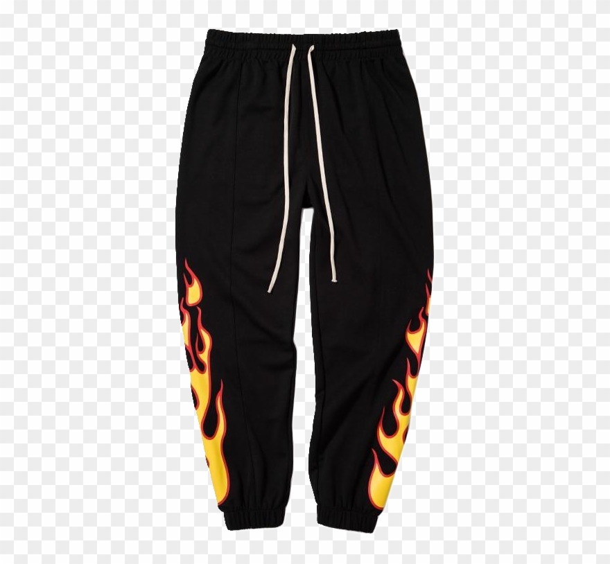 Side Flame Jogger Pants - Mens Fire Print Pants Clipart