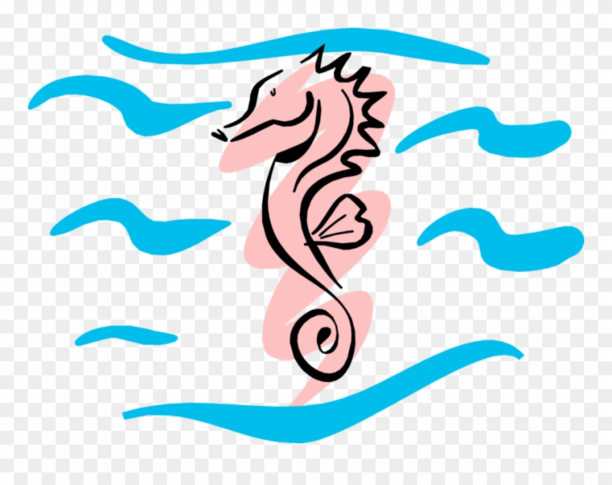 Vector Illustration Of Pink Hippocampus Genus Seahorse - Sea Horse Clip Art - Png Download
