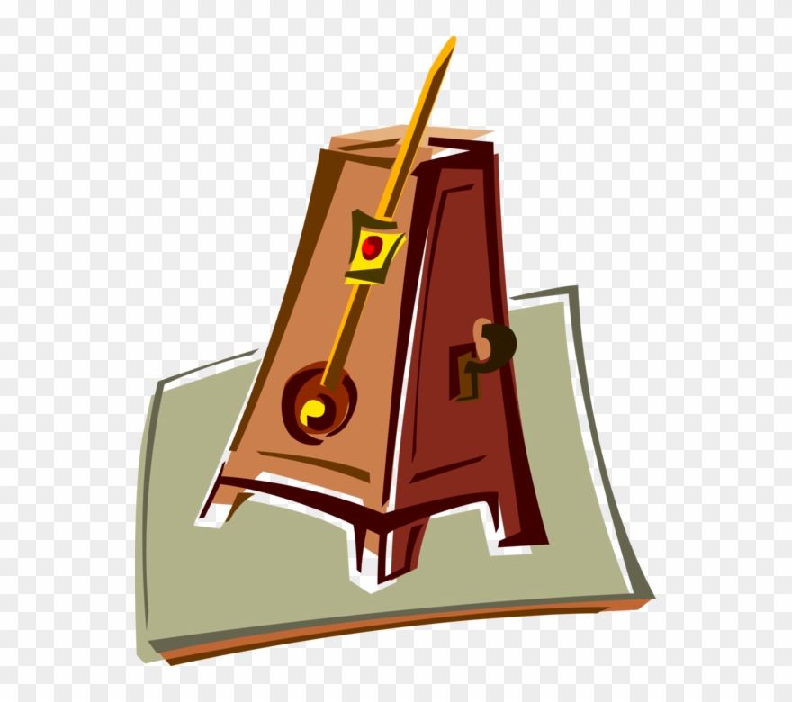 Vector Illustration Of Musician's Metronome Helps Keep Clipart