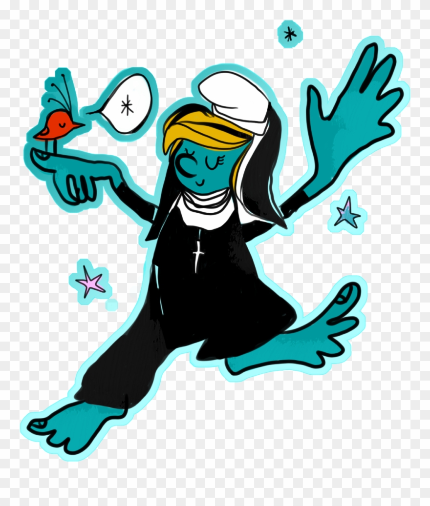 Smurfette As A Nun / Illustration By Becka Gruber / Clipart