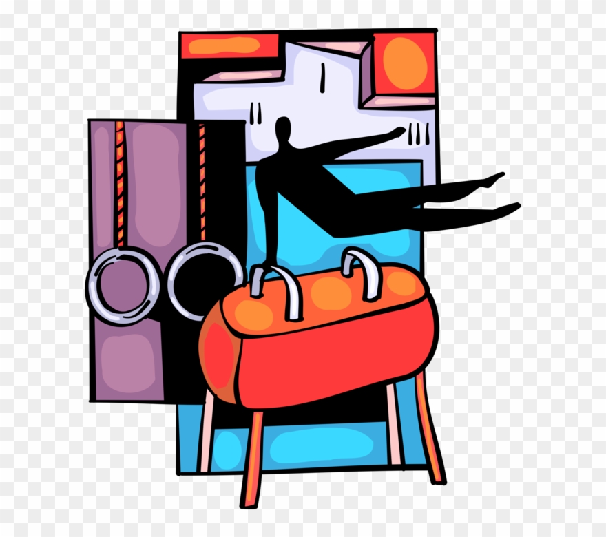 Vector Illustration Of Gymnast Performs Gymnastics Clipart