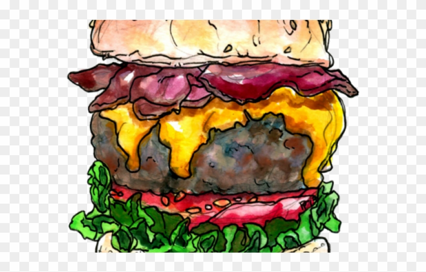Burger Clipart Bacon Burger - Bacon Cheeseburger Drawings - Png Download