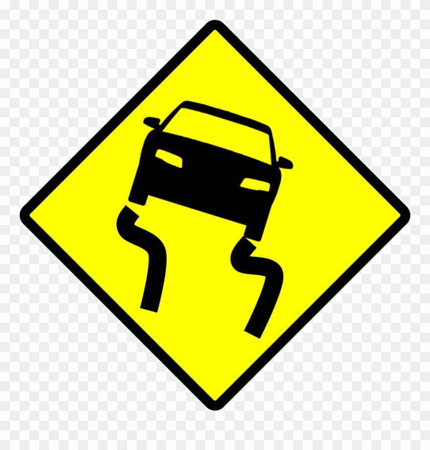 Indonesia New Road Sign 3a - Slippery Road Sign Clipart