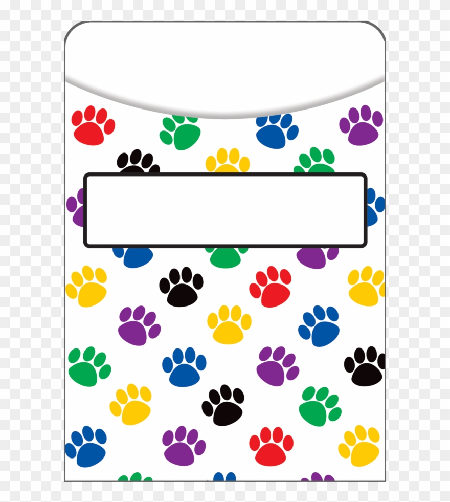 Paw Print Library Pockets - Paw Prints Clipart