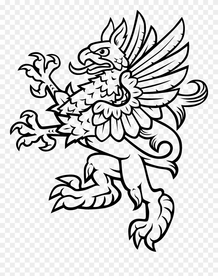 Gryphon Black Transparent Line Design Jen Segrest Png - Budgie The Little Helicopter Logo Clipart