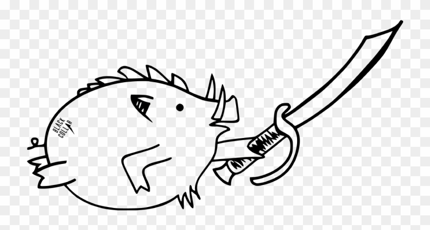 Black Collar Arms Pork Sword Actual - Cartoon Clipart