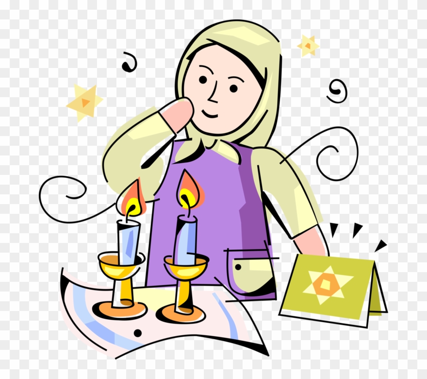 Vector Illustration Of Jewish Shabbat Sabbath Ushered - דפי צביעה לשבת Clipart