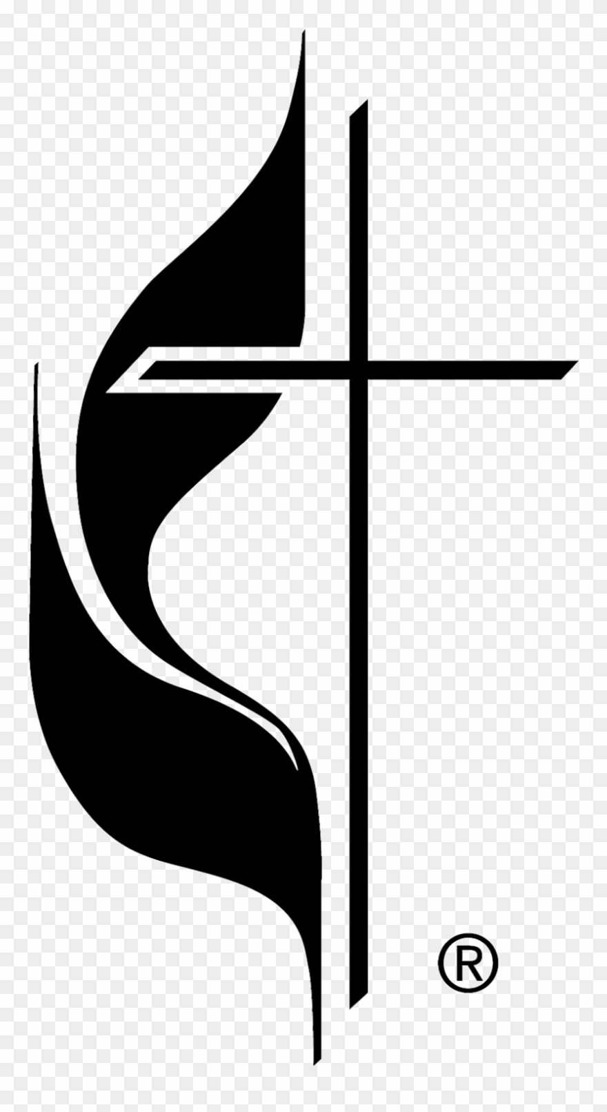 Cross And Flame Bw 1 - United Methodist Church Logo Clipart