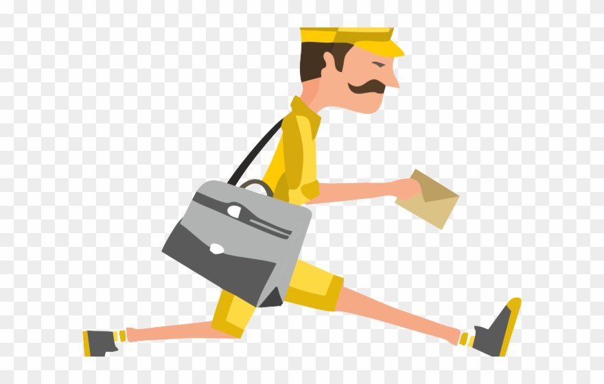 Parcel Clipart Courier Man - Cartoon - Png Download