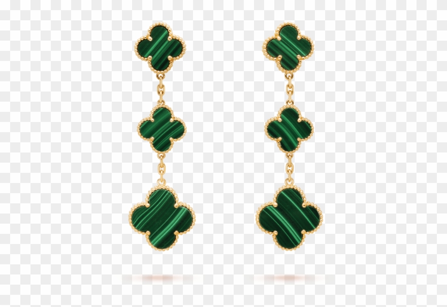 Magic Alhambra Earrings, 3 Motifs - Van Cleef And Arpels Earrings Green Clipart