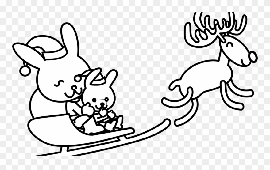 Christmas Rabbit Coloring Pages With Free Line Art - Christmas Bunny Coloring Pages Clipart