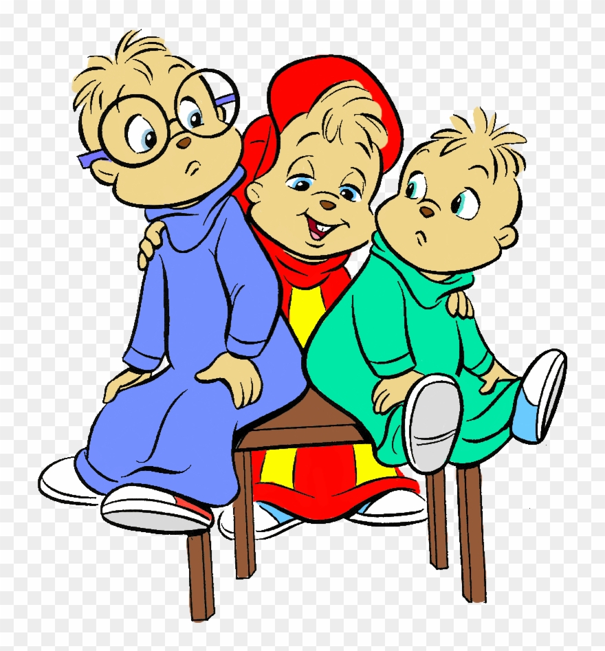 Alvins Frends Sitting On Bench I - Cartoon Clipart