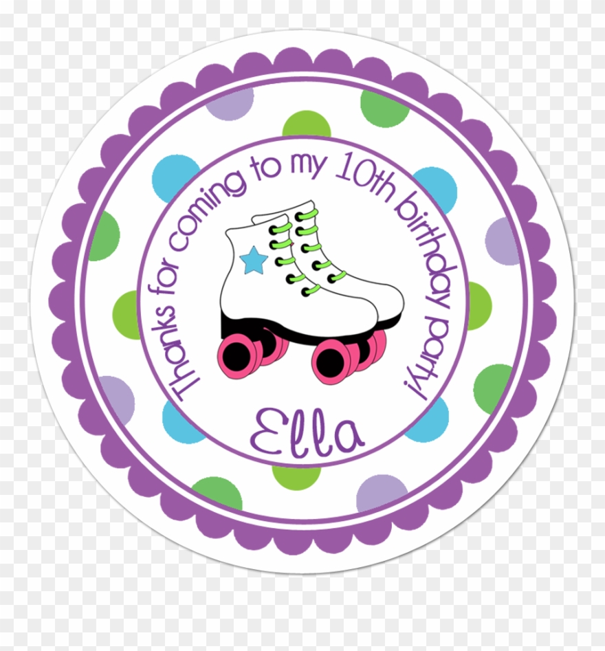 Roller Skate Wide Polka Dot Border Personalized Sticker - Nanas Kitchen Clipart