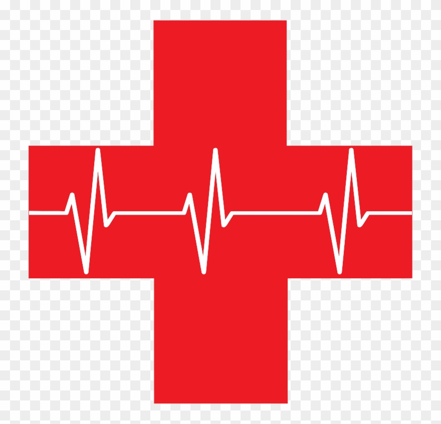 Medium Image - Red Cross With Heartbeat Clipart