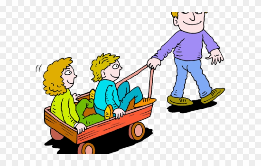 Wagon Clipart Two Kid - Pull Clipart - Png Download