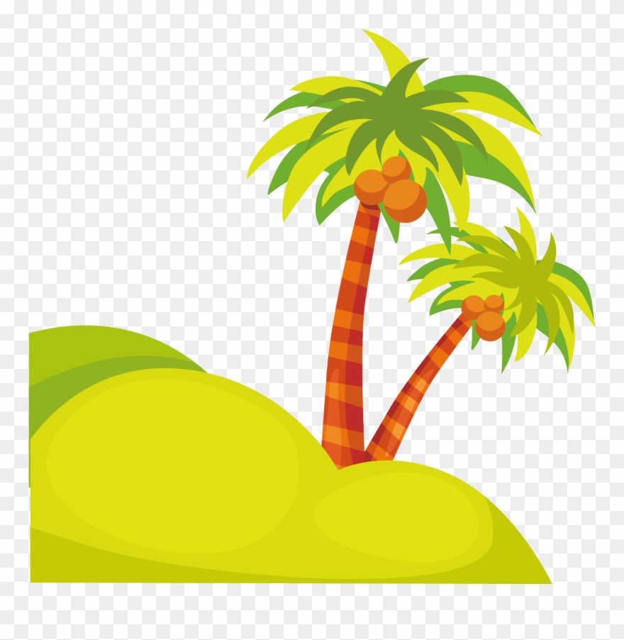 Coconut Tree Clip Art - Cartoon Palm Tree Background - Png Download