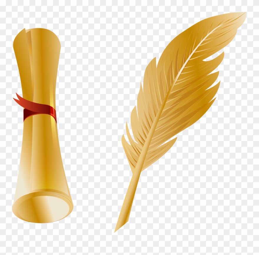 Paper Quill Pen Feather - Pen With Feather Png Clipart