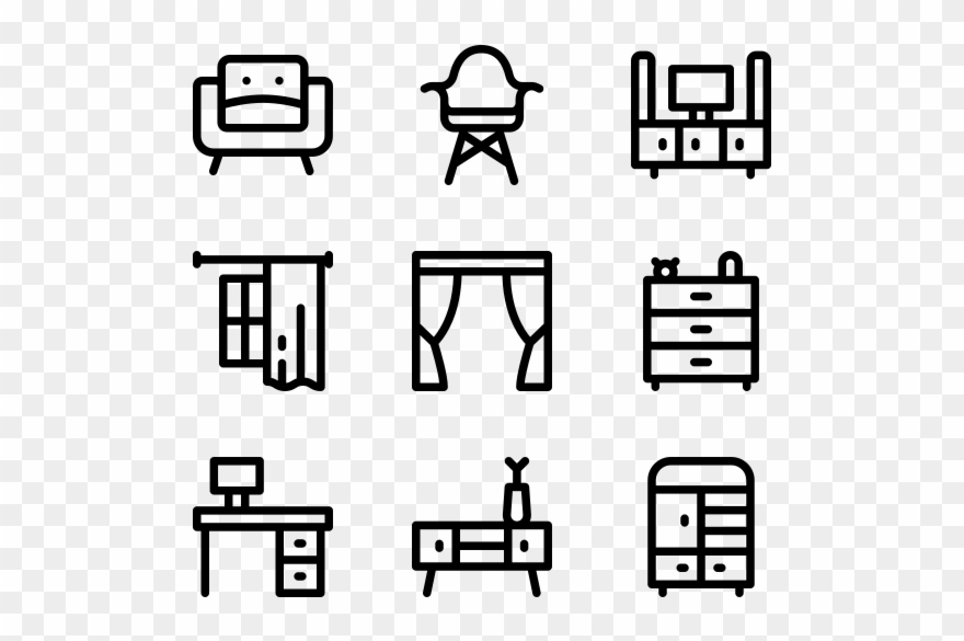 Interior Design - Date Time Location Icons Clipart