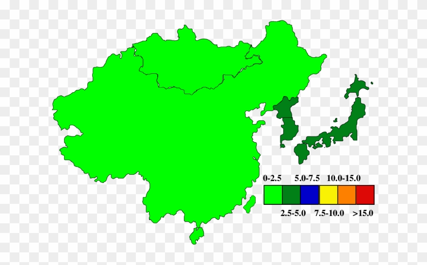Male Oral Cancer Incidences/100,000 - Map Clipart