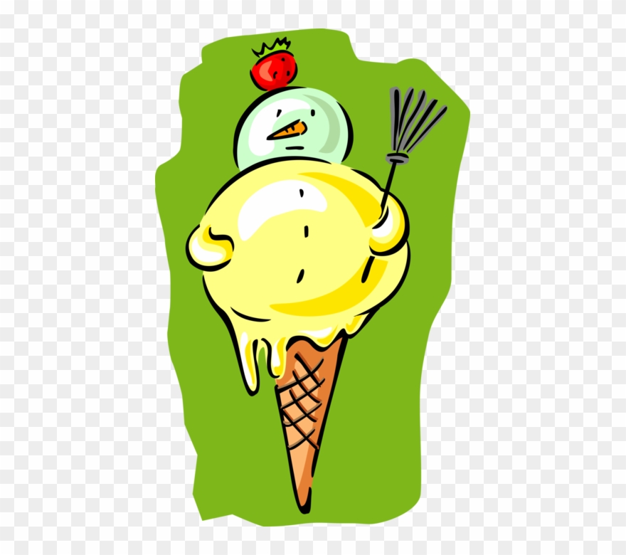 Vector Illustration Of Gelato Ice Cream Cone Snowman - Ice Cream Cone Clipart