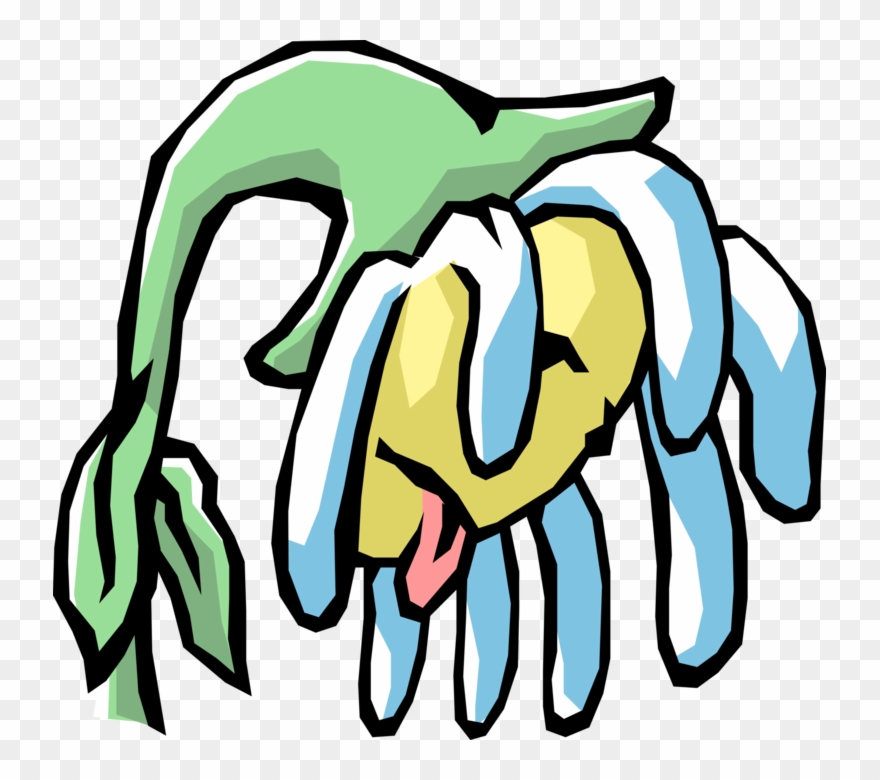 Vector Illustration Of Parched Personified White And - Dying Flower Cartoon Clipart