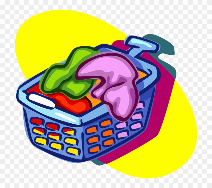 Vector Illustration Of Laundry Basket Hamper For Clean - Laundry Basket Clip Art - Png Download