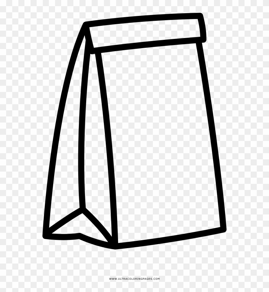Paper Bag Coloring Page - Paper Bag Line Drawing Clipart
