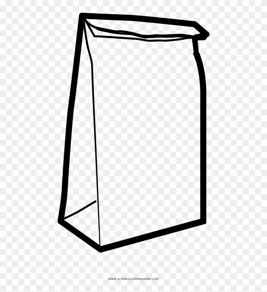 Paper Bag Coloring Page - Bolsa De Papel Dibujo Clipart