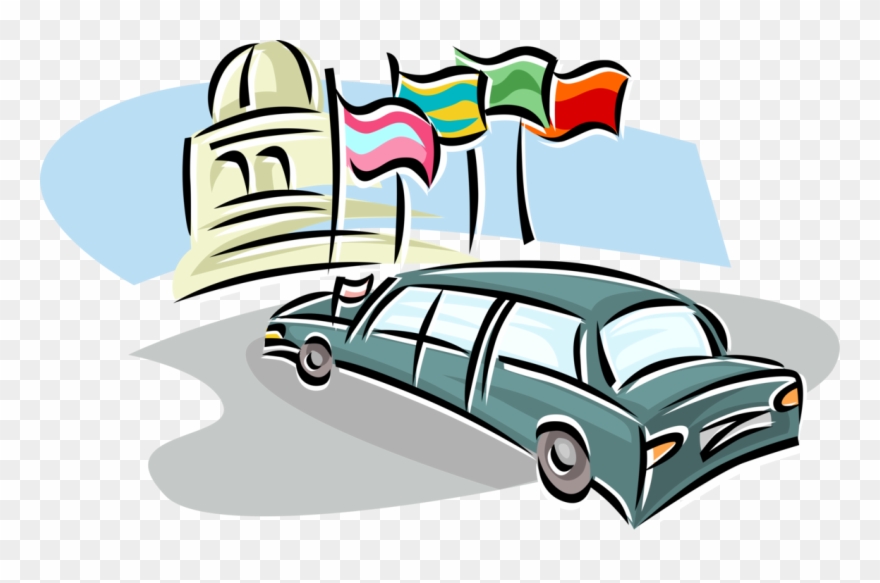 Vector Illustration Of Embassy Limousine Arrives At Clipart