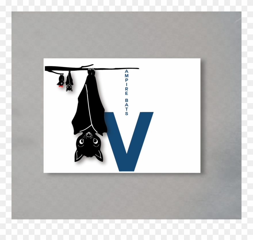 Vampire Bat, Alphabet, Alphabetimal, Letter, V, Card - Graphic Design Clipart