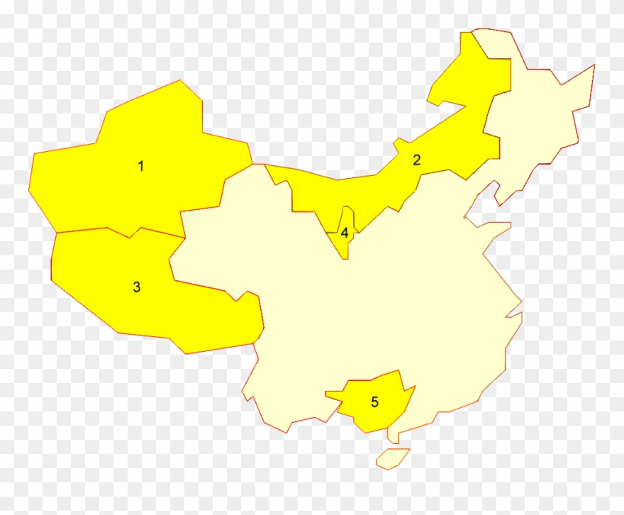 China Autonomous Regions Numbered - China Five Autonomous Regions Clipart