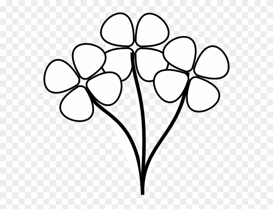 Clipart Of Flower, Stem And Respond - Line Art - Png Download