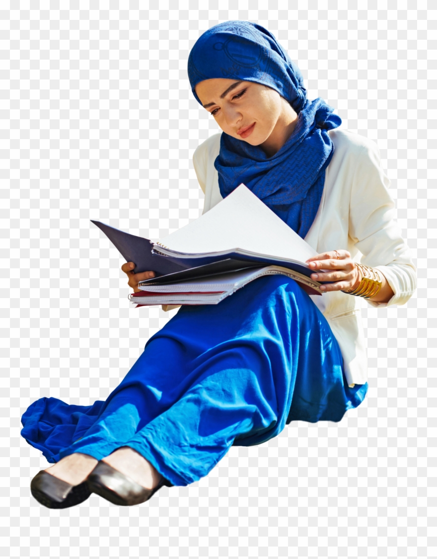Teenager Woman Student Sitting Arab Ethnic Fashion - Sitting Clipart