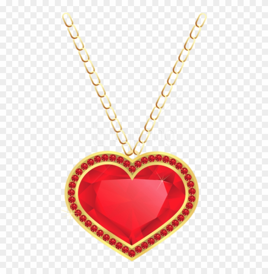 Free Png Red And Gold Heart Pendant Png - Necklace Clipart Transparent Background