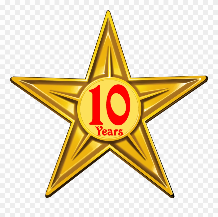 Barnstar Of Ten Year Diligence - Gold Clipart Stars - Png Download
