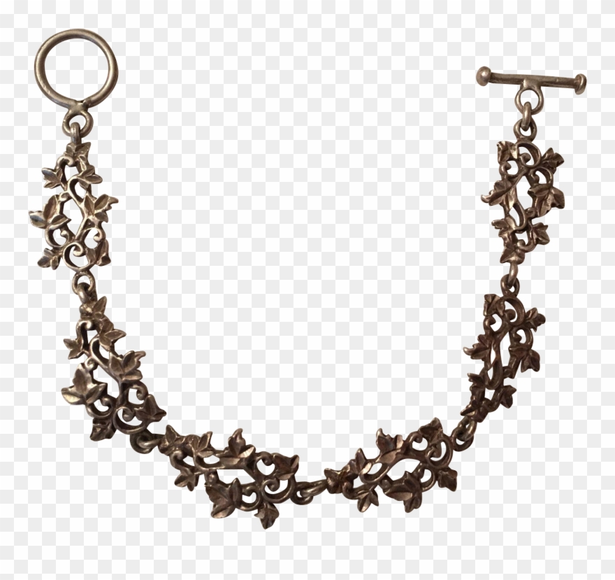 Vintage Sterling Silver Mexico Ivy Leaf Link Bracelet Clipart