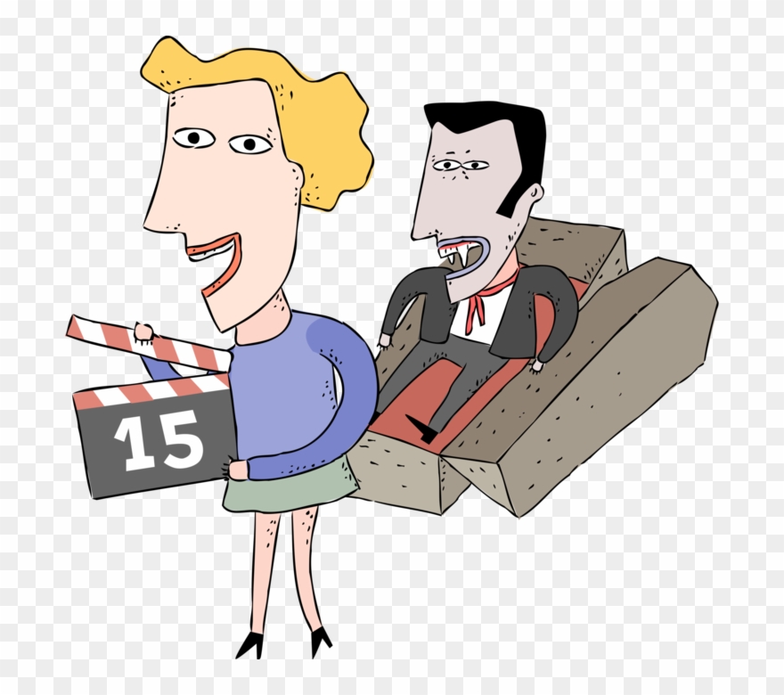 Vector Illustration Of Hollywood Director's Assistant - Cartoon Clipart