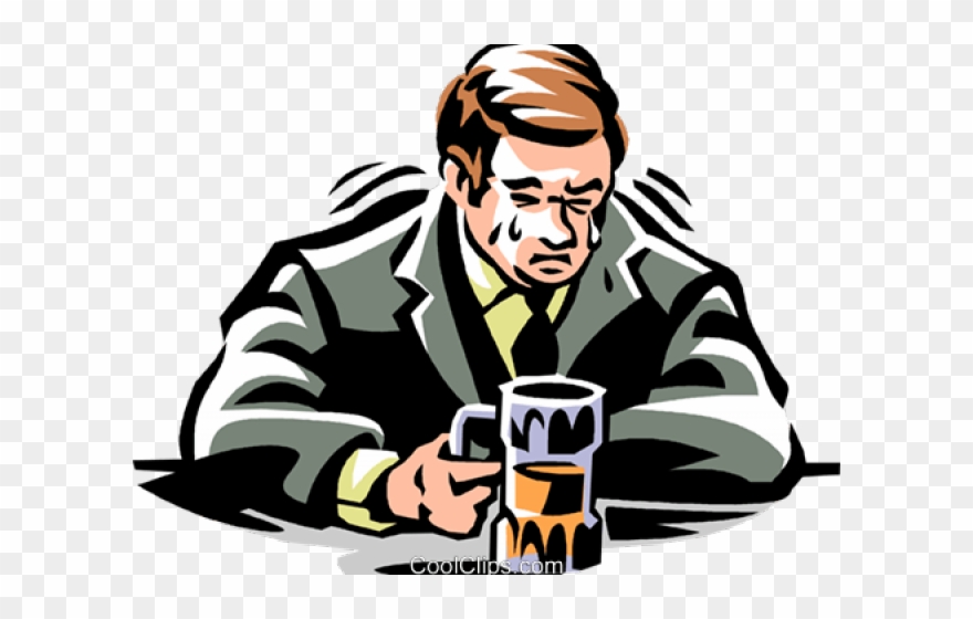 Man Crying In His Beer Clipart